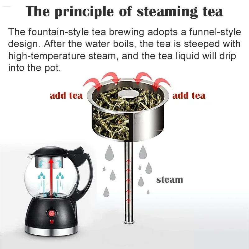 0.8L Household black tea maker automatic steam black teapot glass multifunctional electric kettle health pot boiling teapot