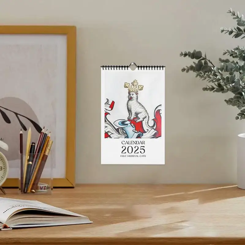 Medieval Cats Calendar 2025 11x8 Inch Funny Cat Calendar Funny Cats Wall Calendar 2025 Monthly Calendar Planner For Teens Adults