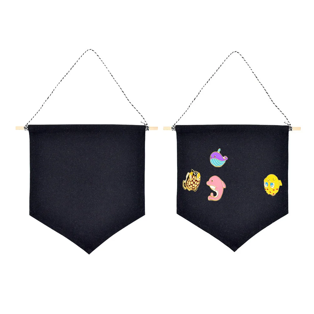 

2 Pcs Storage Wall Hangings Display Pendant Enamel Pin Banner Tricolor Badge Wooden