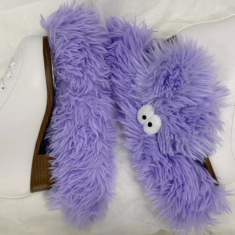 Pokrowiec na ostrze do łyżw figurowych, miękki, chłonny, odporny na zarysowania, odporny na rdzę, bawełniany pokrowiec na ostrze, fioletowy potwór z włosami na ostrzu c