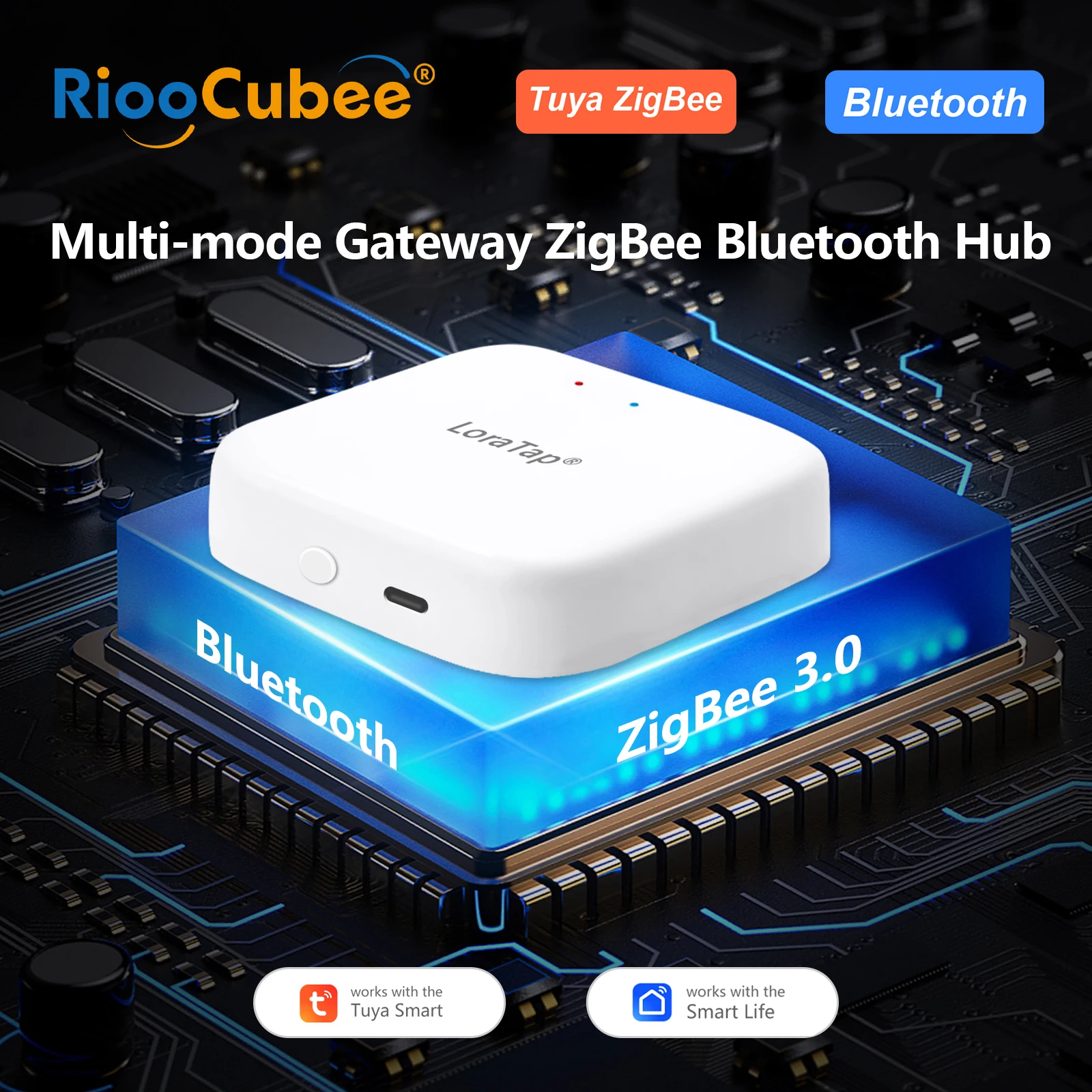 

RiooCubee Tuya Smart Life Wired and Wireless ZigBee 3.0 Gateway Hub Muti-mode Bluetooth Support