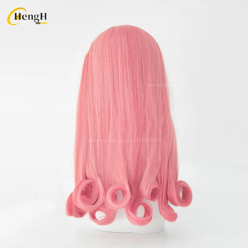 Peruca de Cosplay Sintética Anime para Mulheres, Adulto Anya Forger, Cabelo Encaracolado Rosa Longo, Headwear, Resistente ao Calor, Perucas de Festa, Em Estoque, 58cm