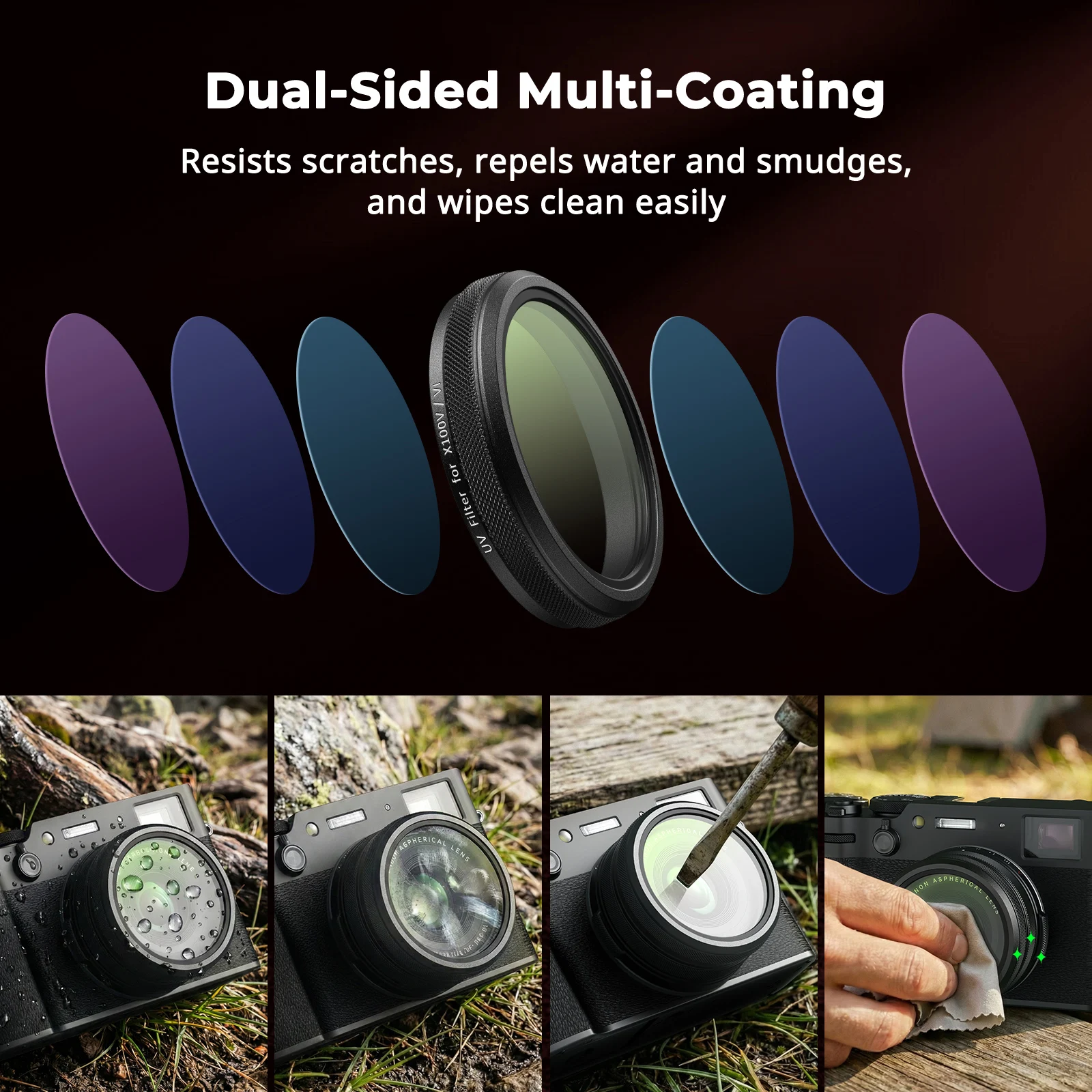 Filtr UV SmallRig do FUJIFILM X100VI / X100V, szkło optyczne z dwustronną powłoką wielowarstwową, zapobiegający odblaskom i odblaskom świetlnym — zdjęcie produktu 5