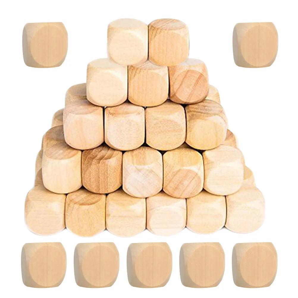 

100Pcs Wooden Blank Natural Smooth Rounded Corner 16mm Cubes for DIY Craft Projects Games Party Supplies Blank Blocks
