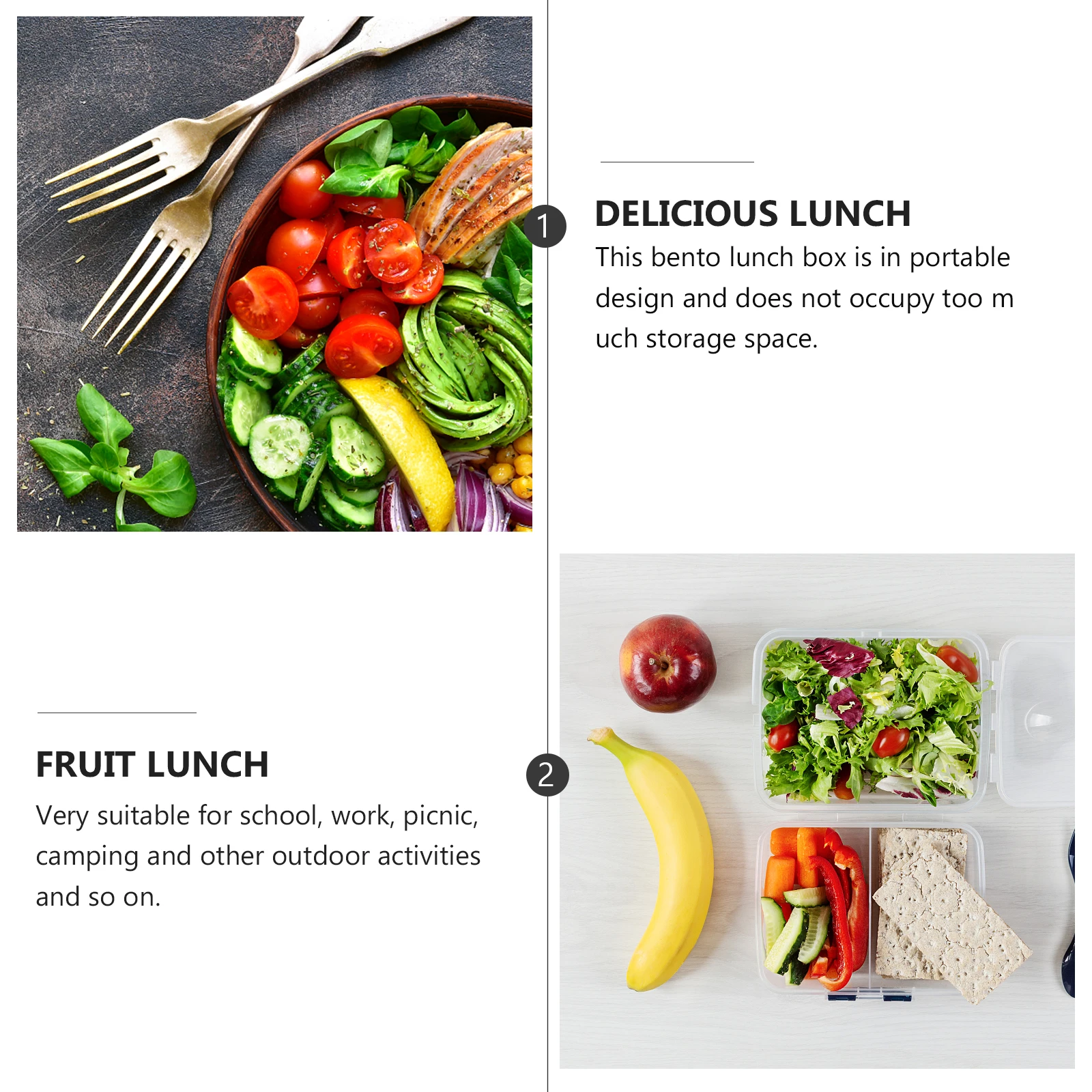 

Stainless Steel Lunch Box 650 ML Food Container Bento Portable Lock Clips Grade Healthy School Picnic