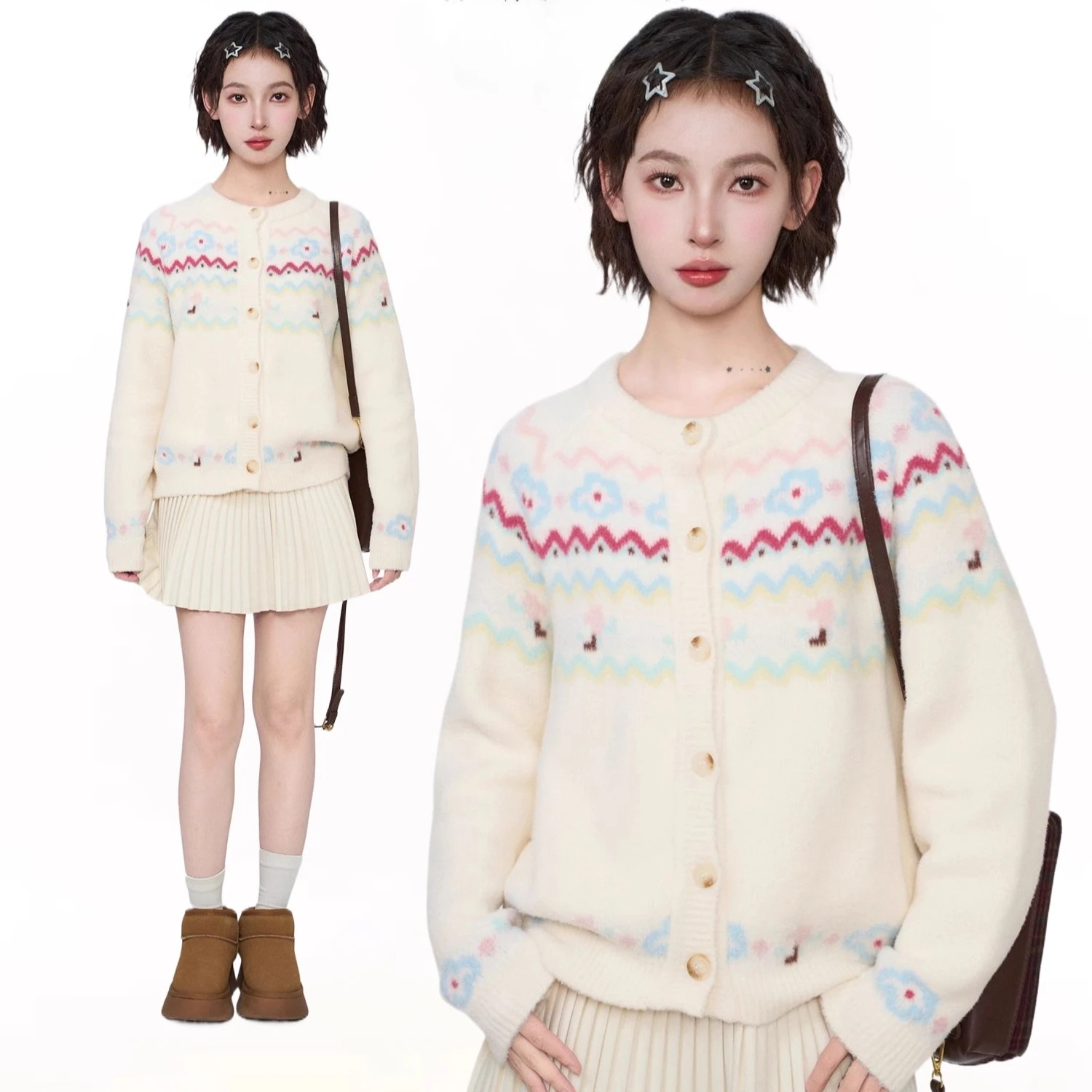 

American Harajuku Vintage Sweater Hooded Knitted Sweater Women Autumn Thick Round Neck Tops Pullover 2000s Long Sleeve Designer