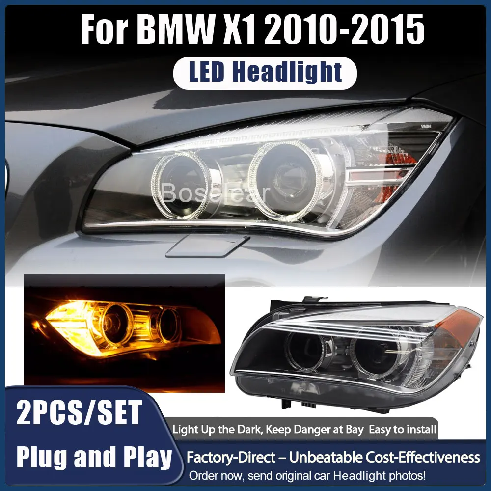 

Светодиодные фары для BWM X1 2011 2012 2013 2014 2015 Фары DRL Ходовые огни Биксеноновые противотуманные фары Ангельские глазки Передние фары