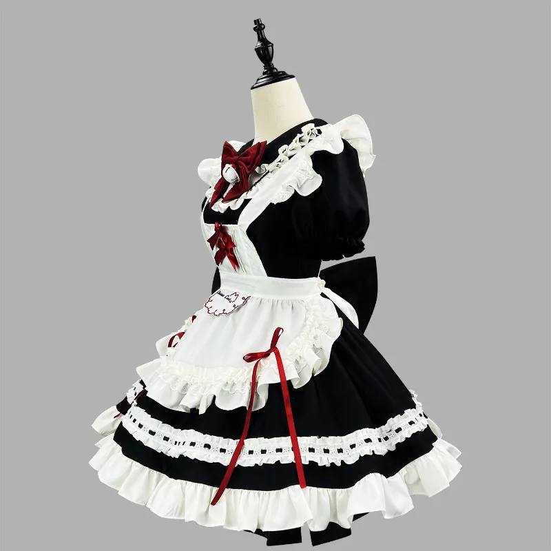 

2025 Lolita Maid Cosplay Costume Coffee Servant Dress Black Lolita with Apron Short Sleevd Wear Carnival Comic-Con Dress Cospa