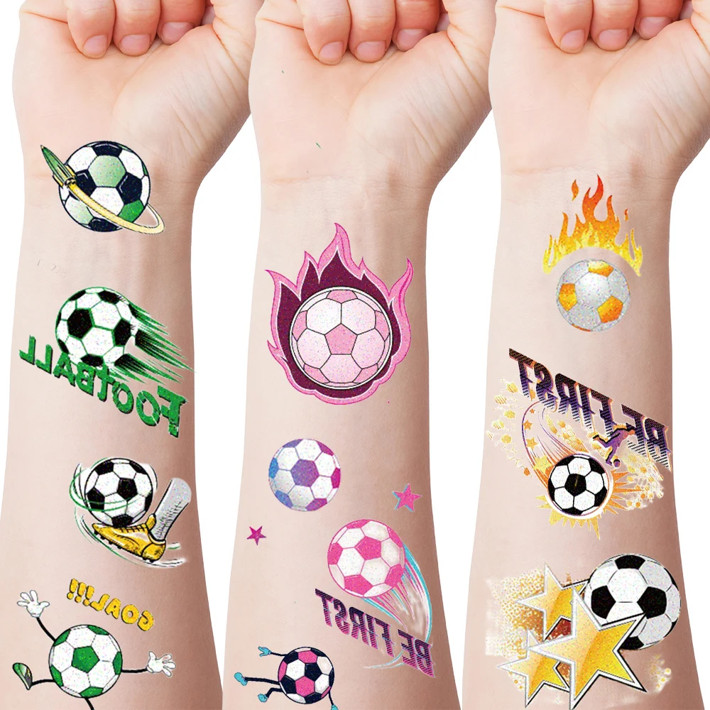 12Sheet Football Face Stickers Temporary Tattoos for Celebrating Football Games, Cheerleader Art Waterproof Sticker Long Lasting