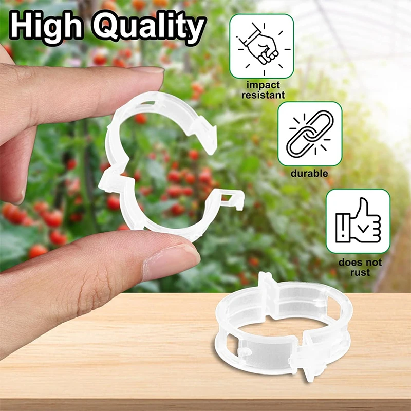 100PCS Plant Support Clip Fixtures Reusable Plastic Garden Vine Attachment Bundle Clips For Tomato Climbing Plants Stem Fixtures