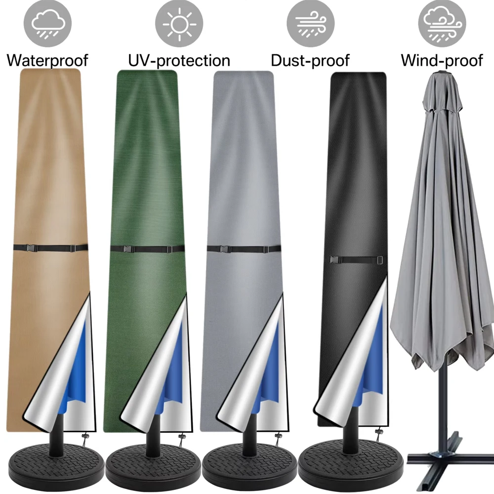 

210D ткань Оксфорд, водонепроницаемый чехол для зонта, открытый сад, патио, анти-УФ-ветрозащитный непромокаемый солнцезащитный козырек, чехол для зонта на шесте и молнии