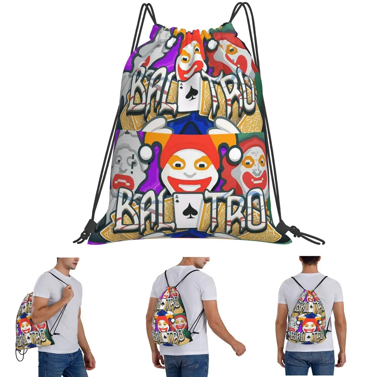 

Balatro Playing Card Jocker Lusty Joker Backpacks Casual Drawstring Bundle Pocket Sports Bag Book Bags for Man Woman School