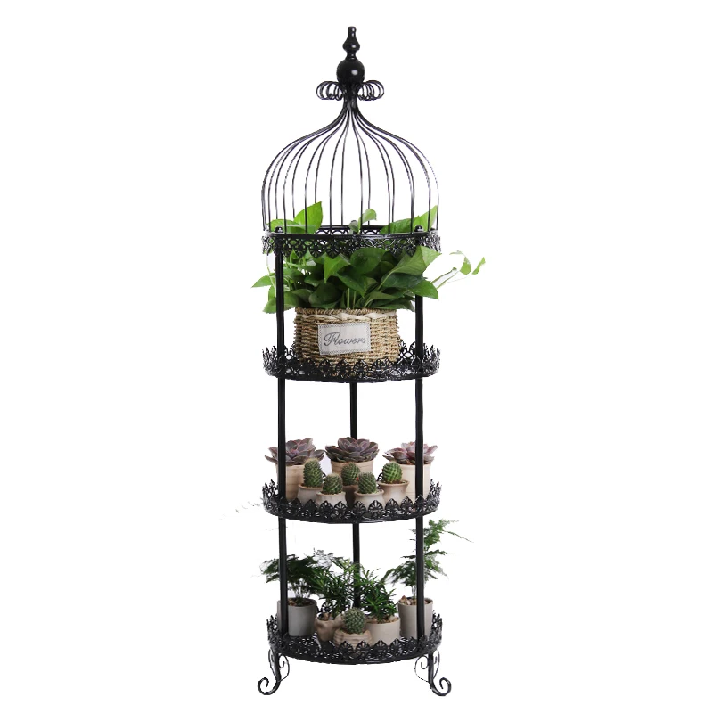 

Multi-layer wrought iron flower stand floor-to-ceiling retro shelf window sill window living room creative bird cage indoor succ