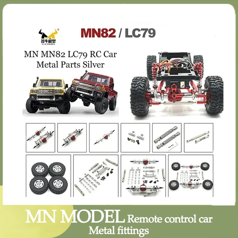 

Metal Silver Upgrade, Front and Rear Assemblies, Kit, for MN Model 1/12 MN82 LC79 MN78 Red RC Car Parts