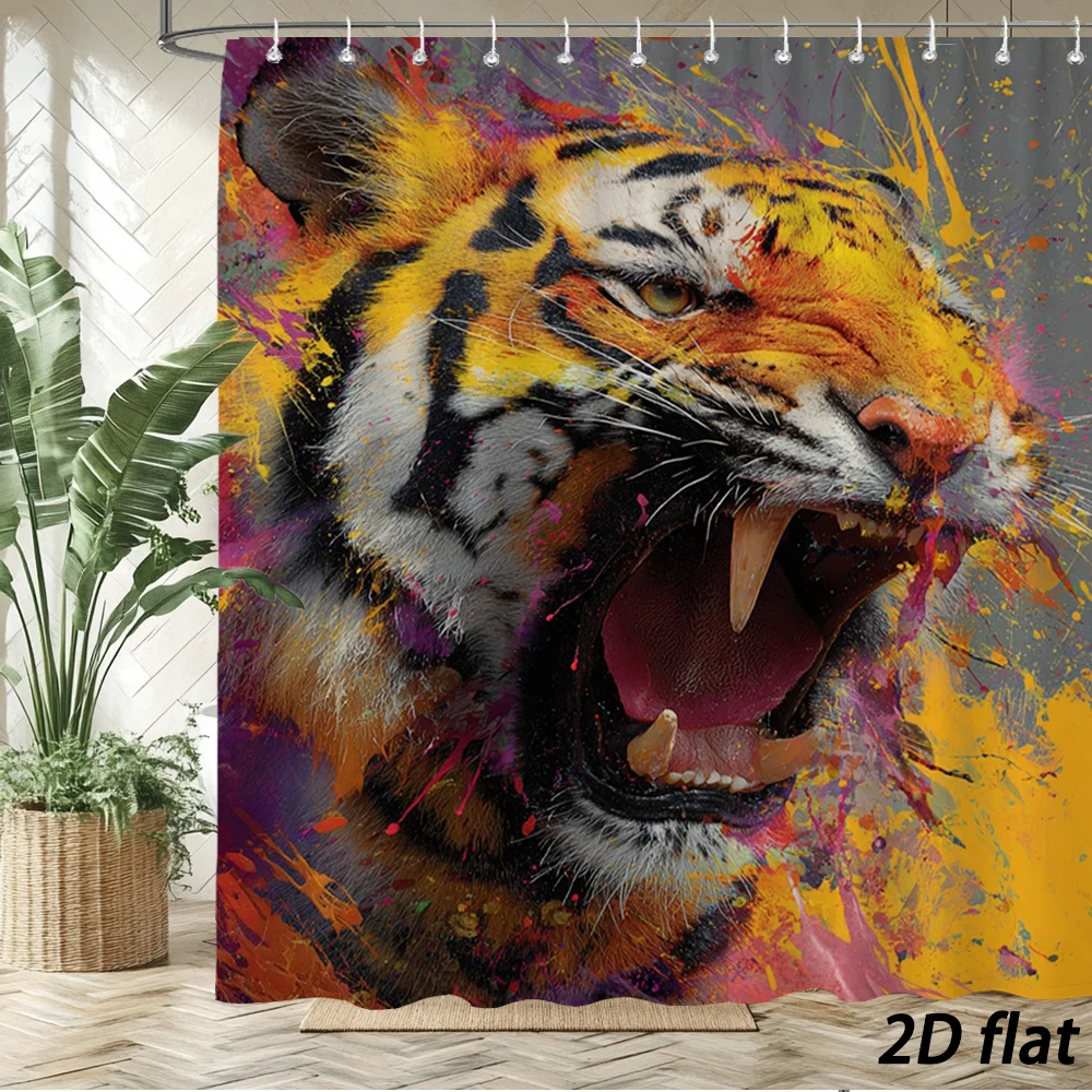 Vivid Splatter Paint Art Roaring Tiger Portrait Bold Multicolor Splash Background Flannel Blanket Cozy Soft Warm Throw Bed Cover