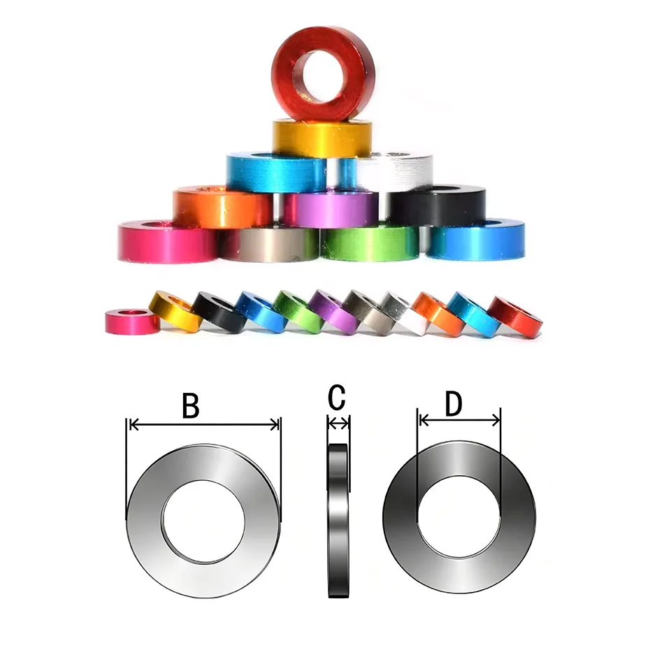 M5x12x2mm(50pcs) Plain 6061 Aluminium Washers, CNC Machined Shims for RC Car, UAV and Industrial Equipment HHX