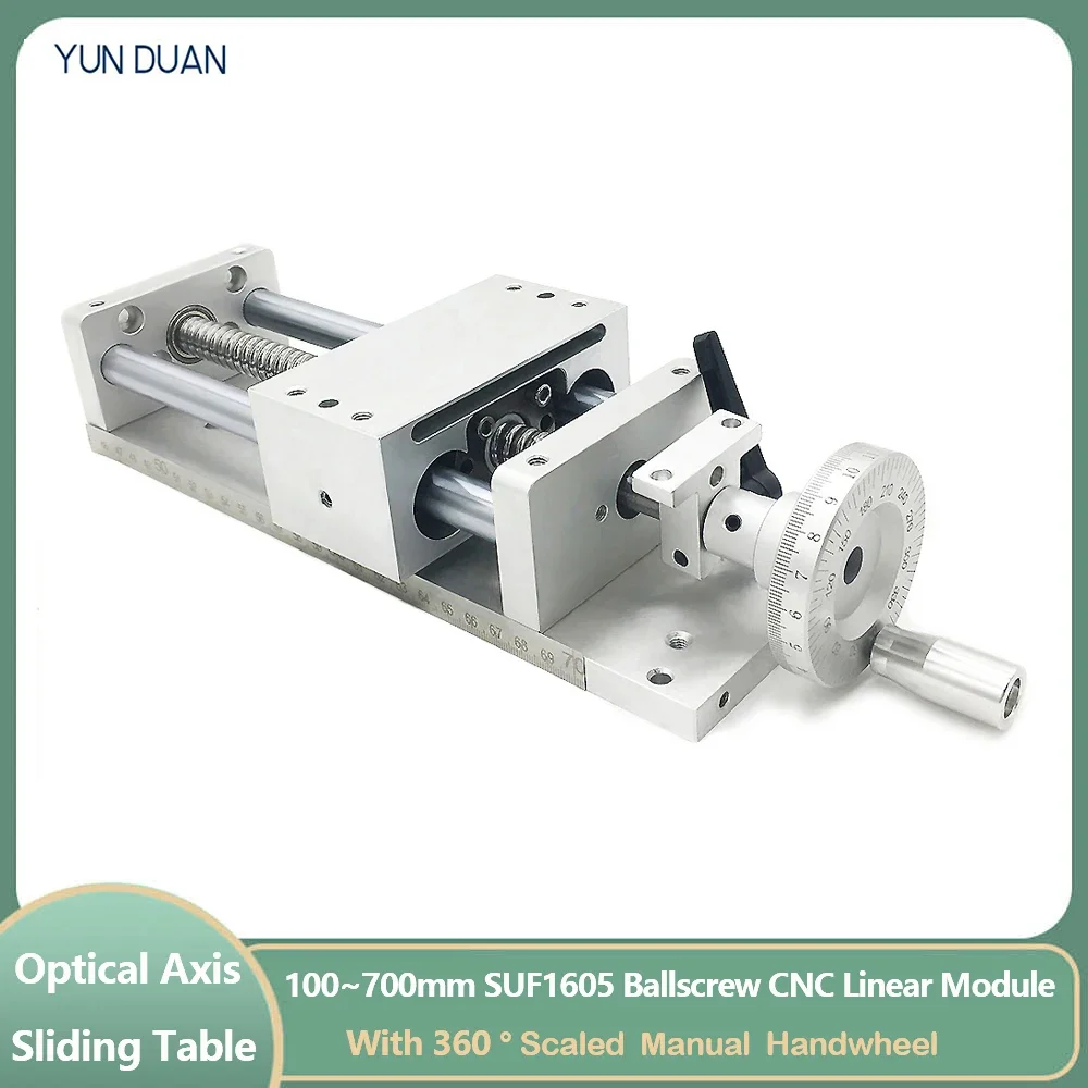 Manual hand wheel CNC Linear Module SFU 1605 Ball Screw Guide Rail 100~700mm Stroke Slide Table for Engraving Machine Router