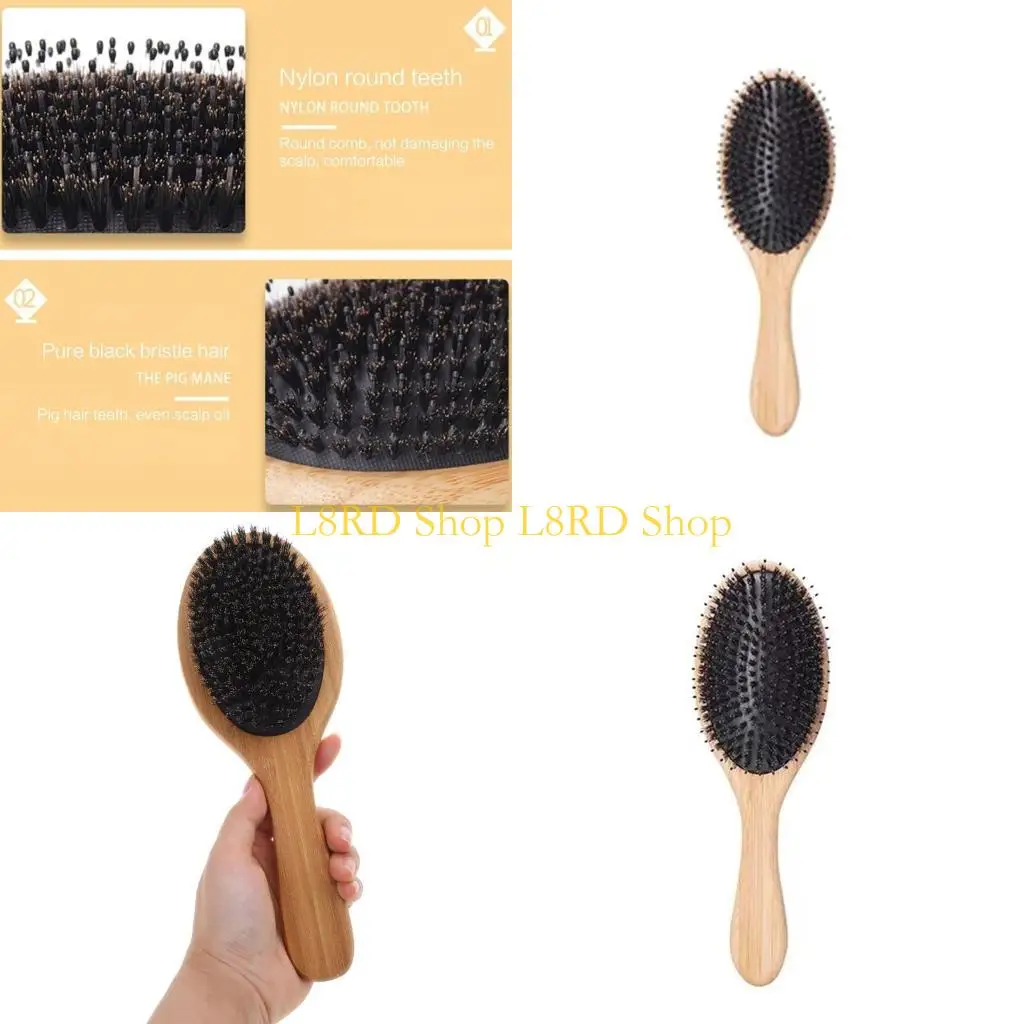 

L8RD Hair Brush Handle Boar Bristle Beard Comb Styling Detangling Straighten