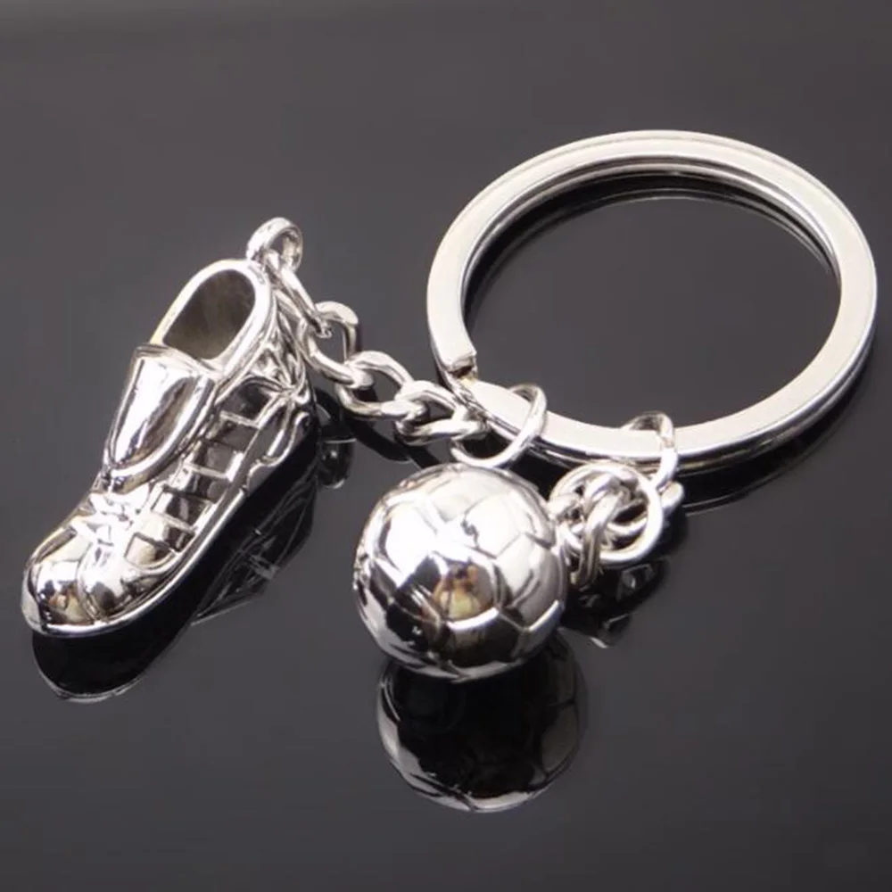 1PC Creative Soccer Shoes Keychain Metal Football Ball Keyring Bag Pendant for Sports Souvenir Metal Toy Football Accessories