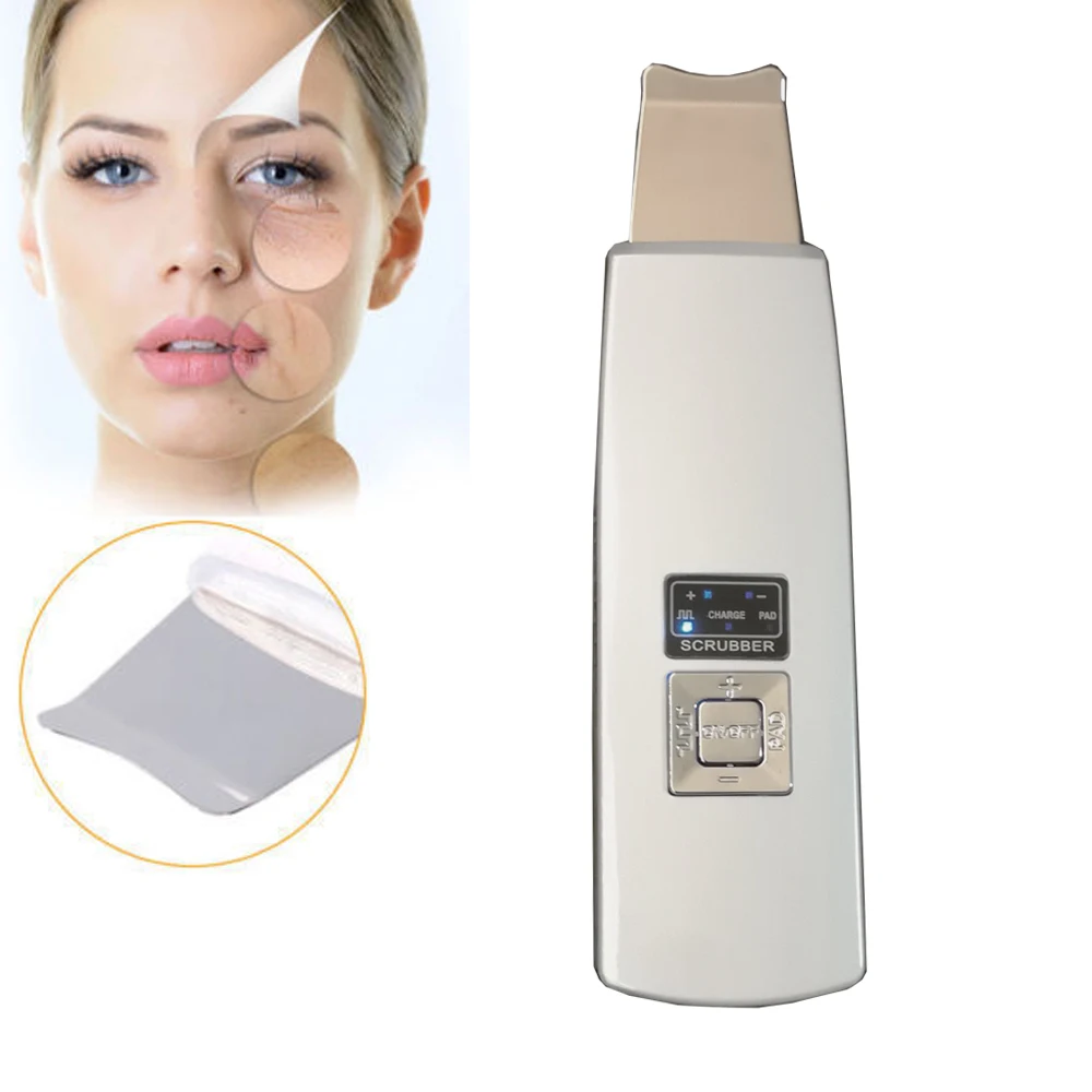 

Multifunction Ultrasonic Ion Pad Skin Scrubber Rechargeable Ultrasound Face Pore Cleaner Deep Cleaning Facial Peeling Massager