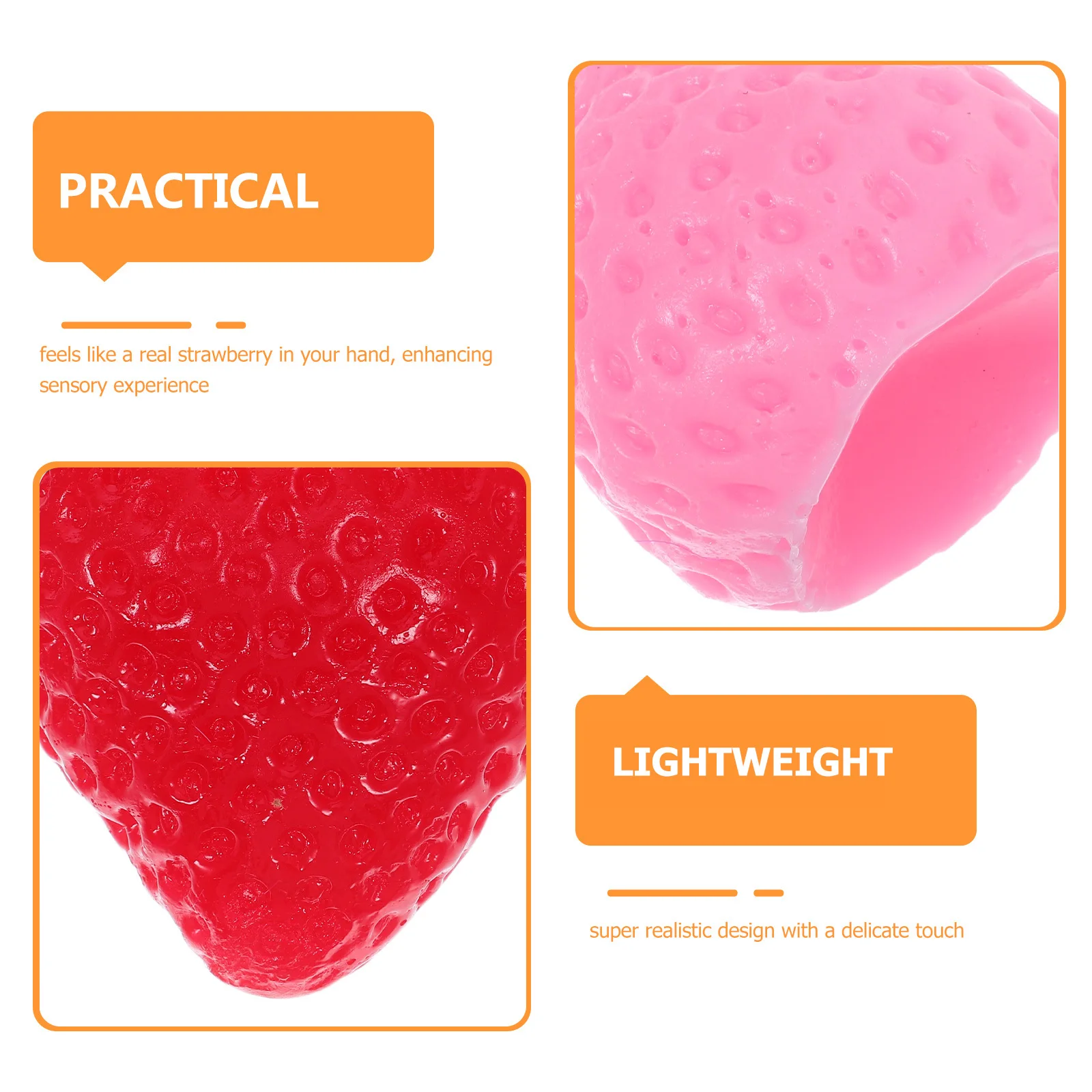 3Pcs Soft Silicone Strawberry Stress Squeeze Squishy Stretchy Sensory Fidget Relaxation Balls for Office Home Stress Toy