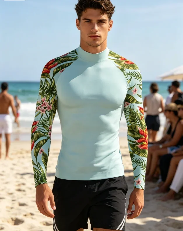 Camisetas Rashguard de Manga Larga para Hombre, Protección Solar SPF, Secado Rápido, para Pesca, Natación y Deportes