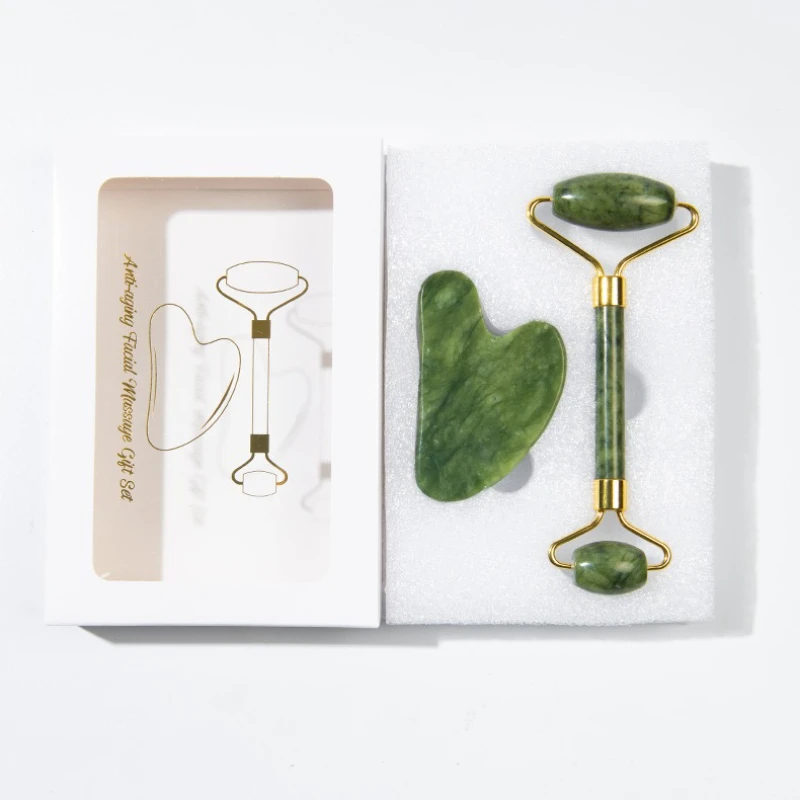 หยกธรรมชาติ Roller เครื่องนวดสําหรับ Face Roller Facial Lifting Anti-wrinkle Gousha หินสําหรับ Face Roller Gouache Scraper