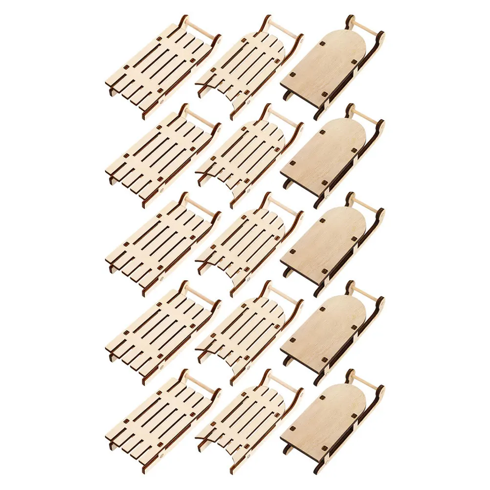 

15Pcs Rustic Mini Wooden Sleighs Christmas Tabletop Ornaments DIY Hanging Holiday Decor Crafts Sled Ornaments Mini Wood Sled
