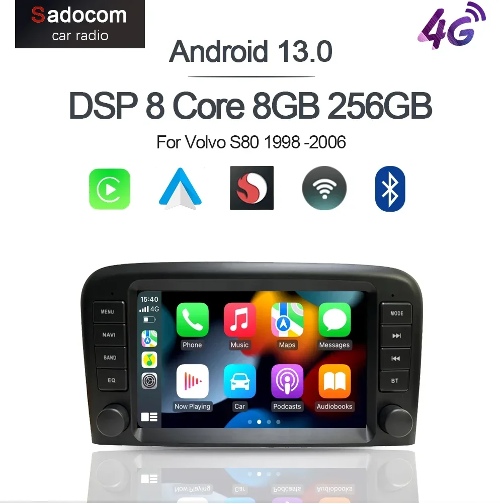 Wireless Carplay Android 13.0 8G+128G 8Core GPS Car Android Player Wifi multimedia For  Volvo S80 1998 1999 -2003 2004 2005 2006