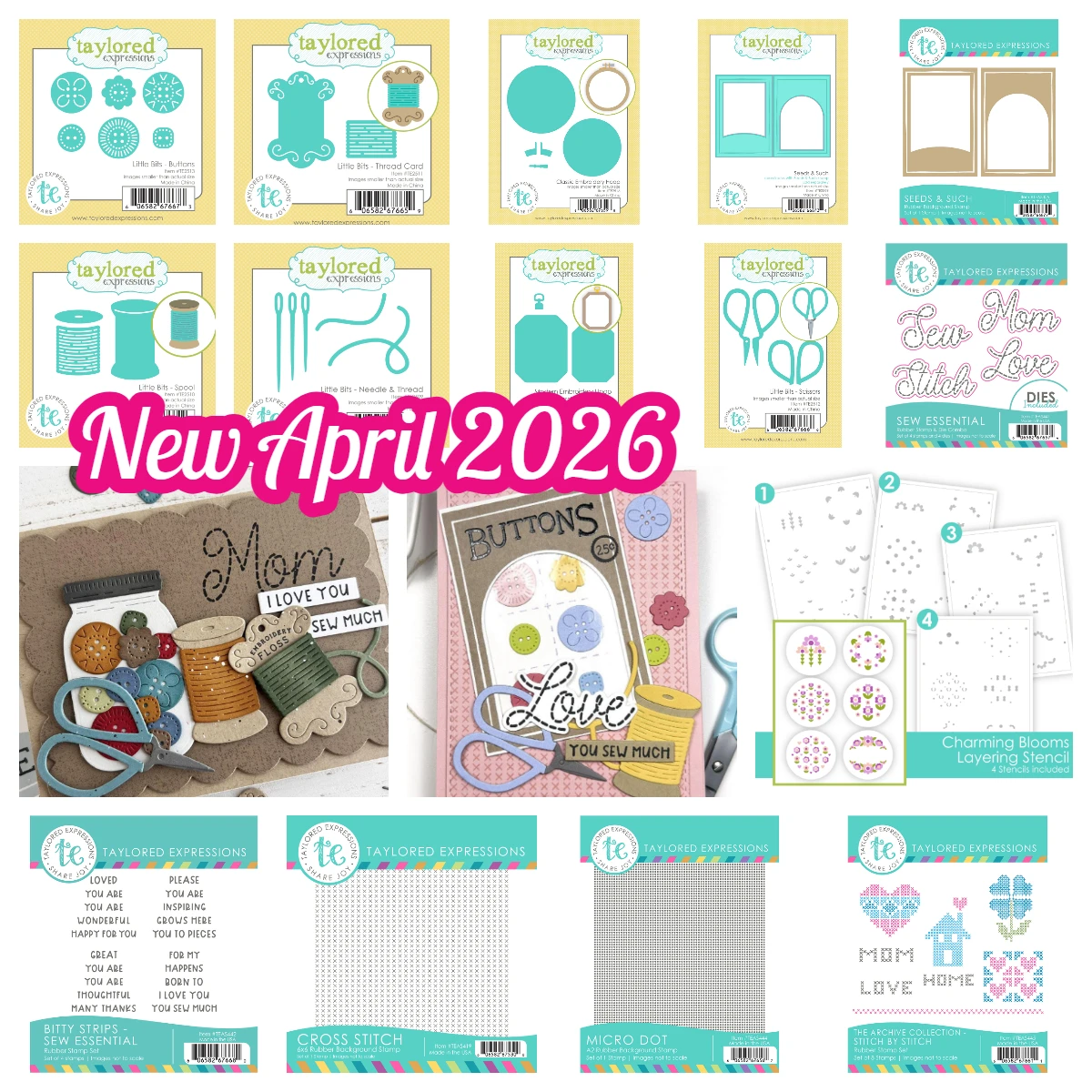 

Taylored Cross Stitch 6x6 Background Stamp Sew Essential Metal Cutting Dies Stencils for DIY Handmade Scrapbook April 2026 New