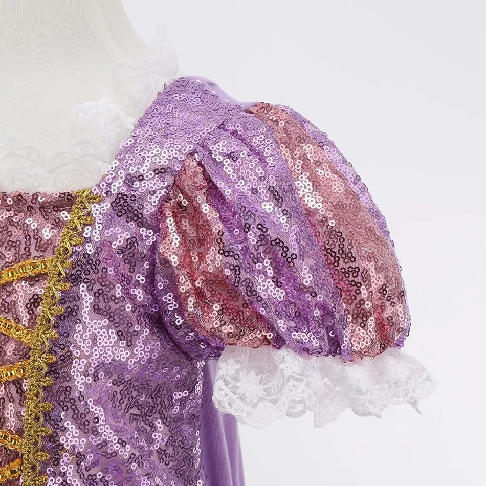 زي تنكري Raiponce pour Petite fille، Robe d'Halloween de Luxe، Vêtements de Noël، 3، 4، 5، 6، 7، 8، 9، 10 Ans،