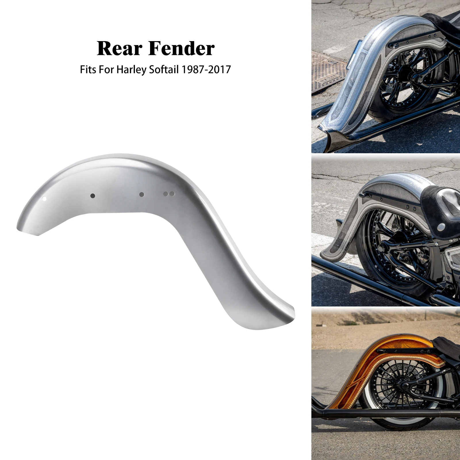 

Motorcycle Rear Fender 6" Extended Mudguards Cover For Harley Softail 1986-2017 Breakout Fat Boy Low Rider Deluxe Heritage FLSL