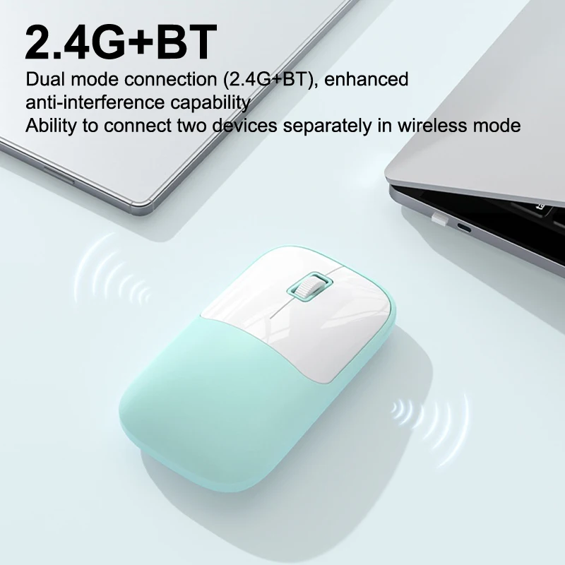 Беспроводная мышь Bluetooth 2,4 ГГц, два режима, перезаряжаемая эргономичная бесшумная мышь для ноутбука, планшета, компьютера, аккумуляторная мышь