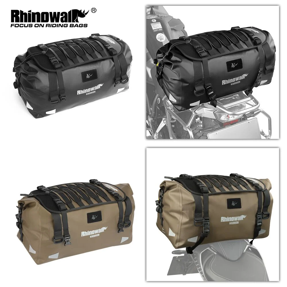 Rhinowalk Motorcycle Saddle Pannier Bag 20/40/65L Waterproof Dry Motor Back Seat Tail Bag Backpack With MOLLE Expansion Panel
