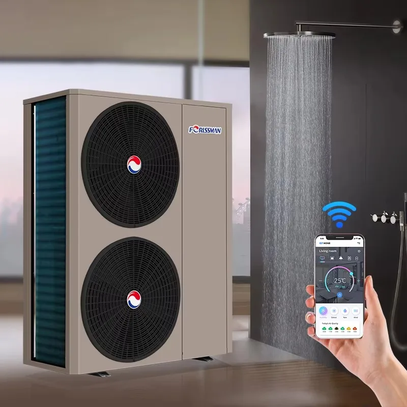 A +++ R290 تيار مستمر مضخة حرارية عاكسة كاملة قطعة واحدة من الهواء إلى الماء مضخة حرارية ذكية للتدفئة والتبريد