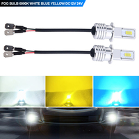 2Pcs/set 80W H3 Car Headlight 3570 2SMD LED Bulb Head Lamp 4000LM LED Chips Fog Bulb 6000K White Blue Yellow Bulb DC12V 24V