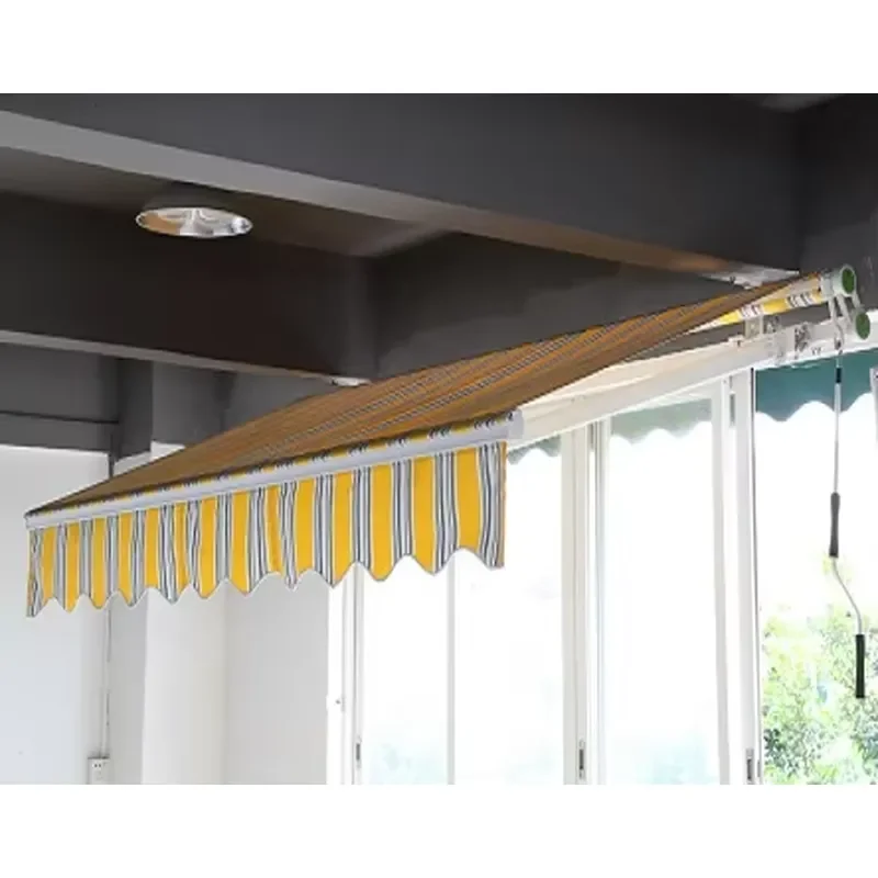 Electric Retractable Awning for Garden Patio Outdoor Sun Shade Canopy Telescopic Aluminum Frame Waterproof Manual or