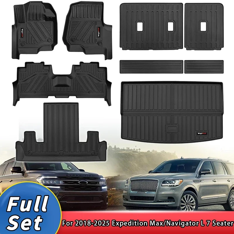 

Ford Expedition Max Lincoln Navigator L 7 Seat 2018-2025 TPE Floor Mats Cargo Liner Backrest Mat Accessories