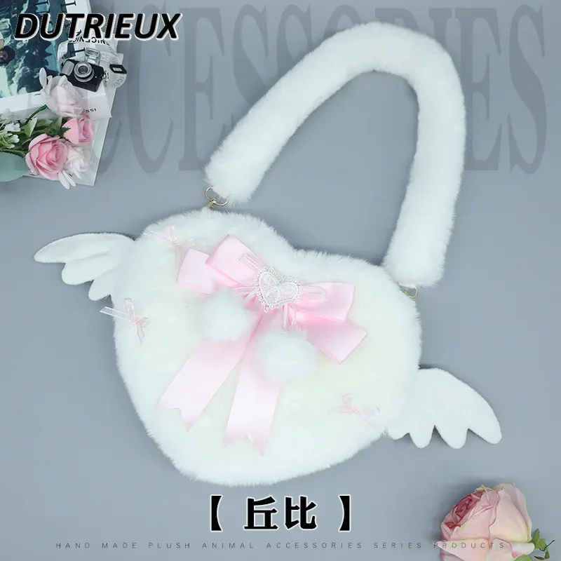 Japanese Lolita Style Crossbody Bag for Women Casual Dimensional Love Angel Shoulder Bags Sweet Cute Girl Autumn Winter