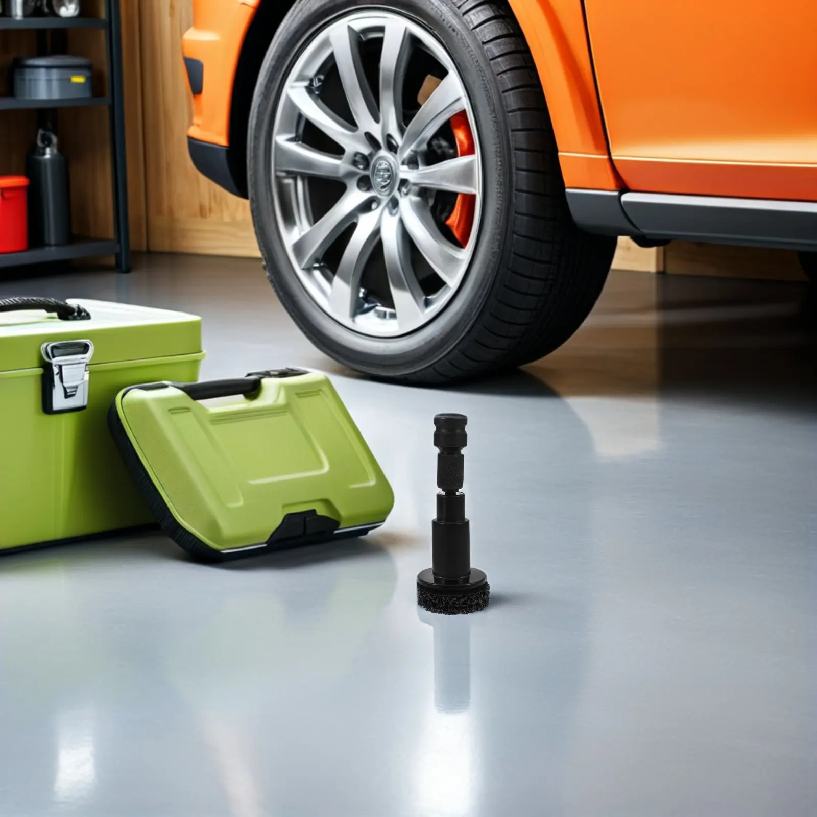 1Set Wheel Hub Cleaning Tool Universal Brake Hub Cleaning Kit Includes 2 Pads and Adapter for Vehicle Rust Removal and Tire