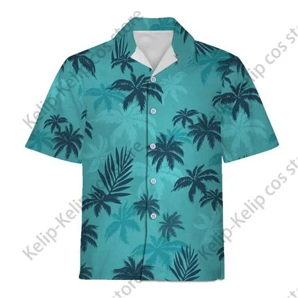 [Olmee] auf Lager Vize Tommy Cosplay Kostüm Vercetti Grand Auto Protagonist Spieler Küste Stil Strand blau T-Shirt Halloween