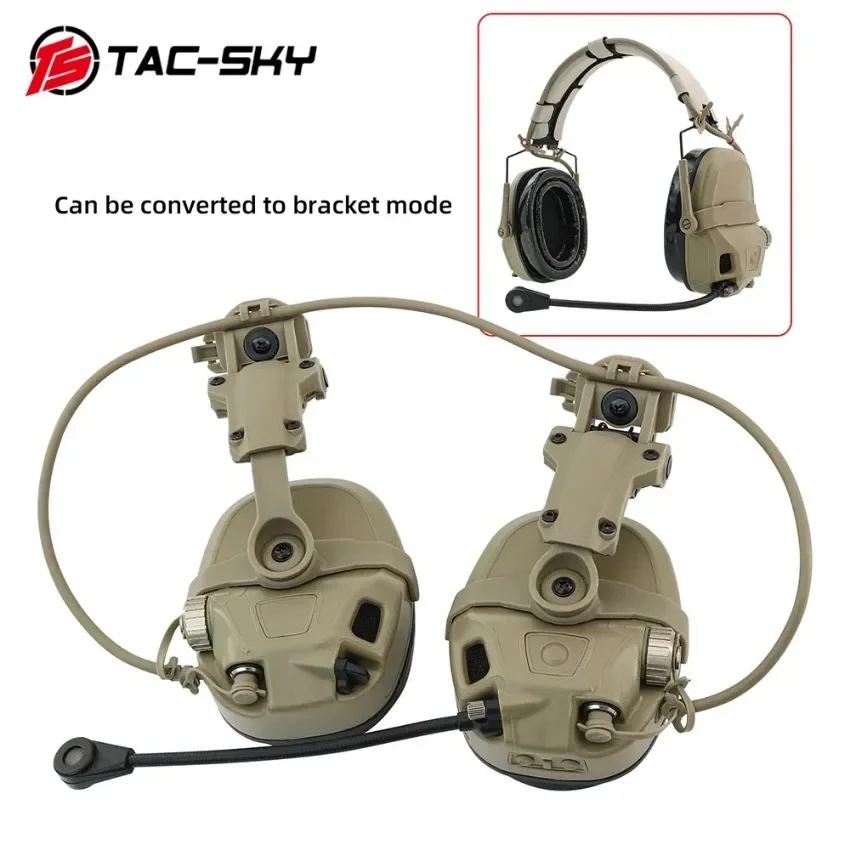 TAC-SKY Tactical Headset Airsoft Shooting Noise Reduction Communication Headset with ARC Rail Helmet Mount Adapter