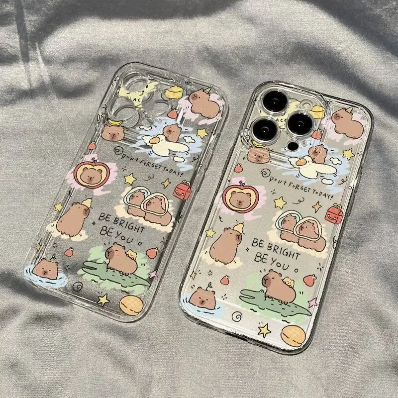 Funda con patrón de capibara para Samusng Galaxy S25 S24 S23 S22 S21 Ultra Plus S24FE S25Plus A55 A54 A35 A24 A34 A52 A53 5G