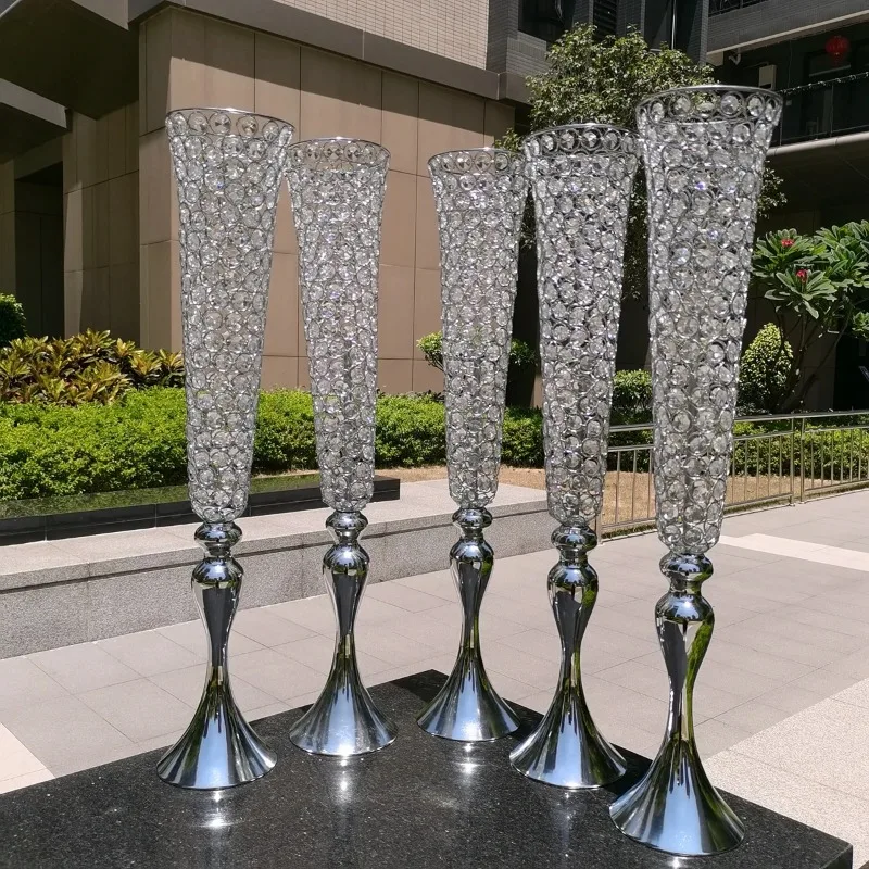 Acrylic Crystal Road Lead Stand Golden Metal Floor Flower Stand for Party Celebration Wedding Centerpieces Decoration
