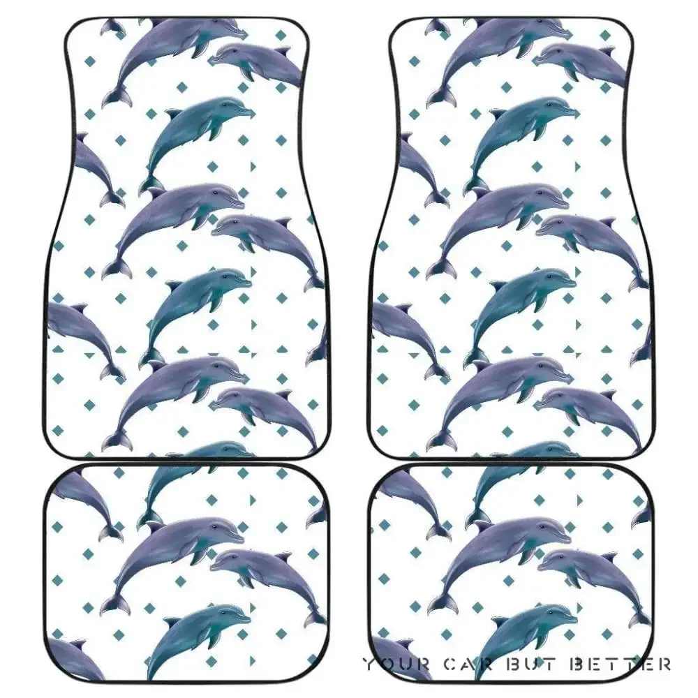 Dolphins Pattern Dotted Background Front And Back Car Mats 045109