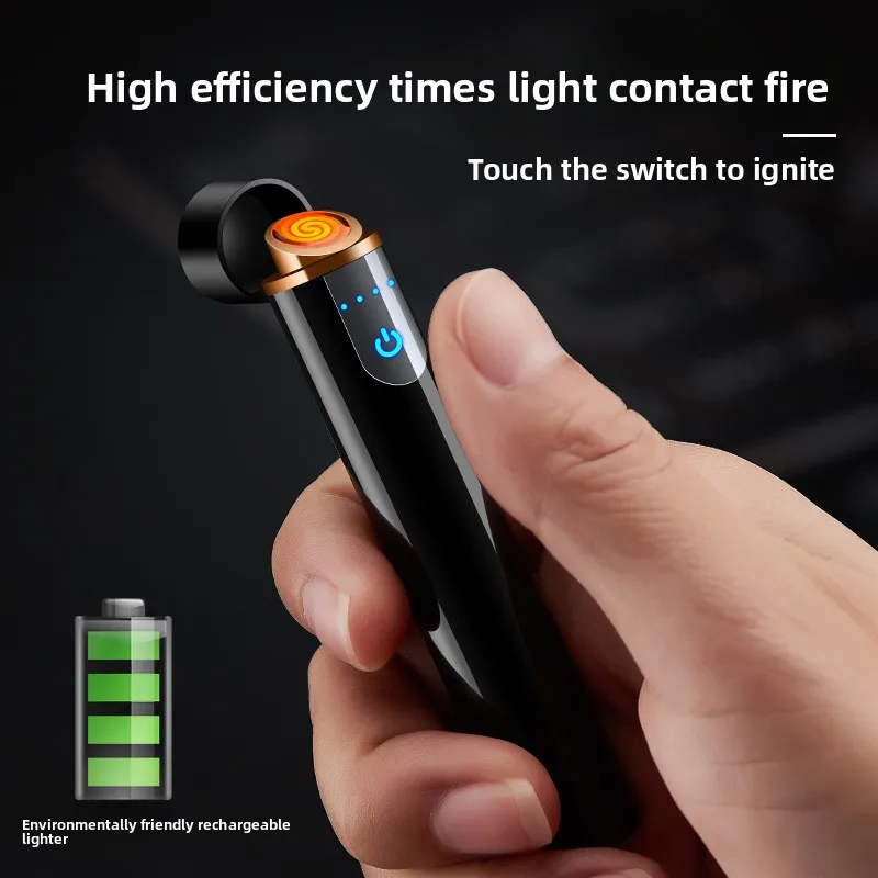 Mini Circular LCD Sensor Metal Windproof Cigarette  Lighter Rechargeable Type C Type Electric Cool Gadgets Cigarette-lighter