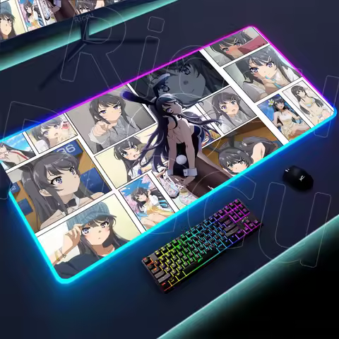 Anime Kawali Girl Mousepad Sakurajima Mai Laptop Game PC RGB Mouse Pad Locking Edge Gaming Pad Gamers Non-Slip Keyboard Desk Mat