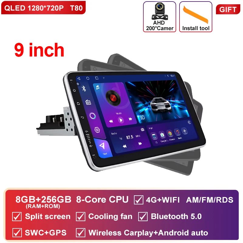 Android 15 10.1inch Universal Single Rotation Car Radio Car