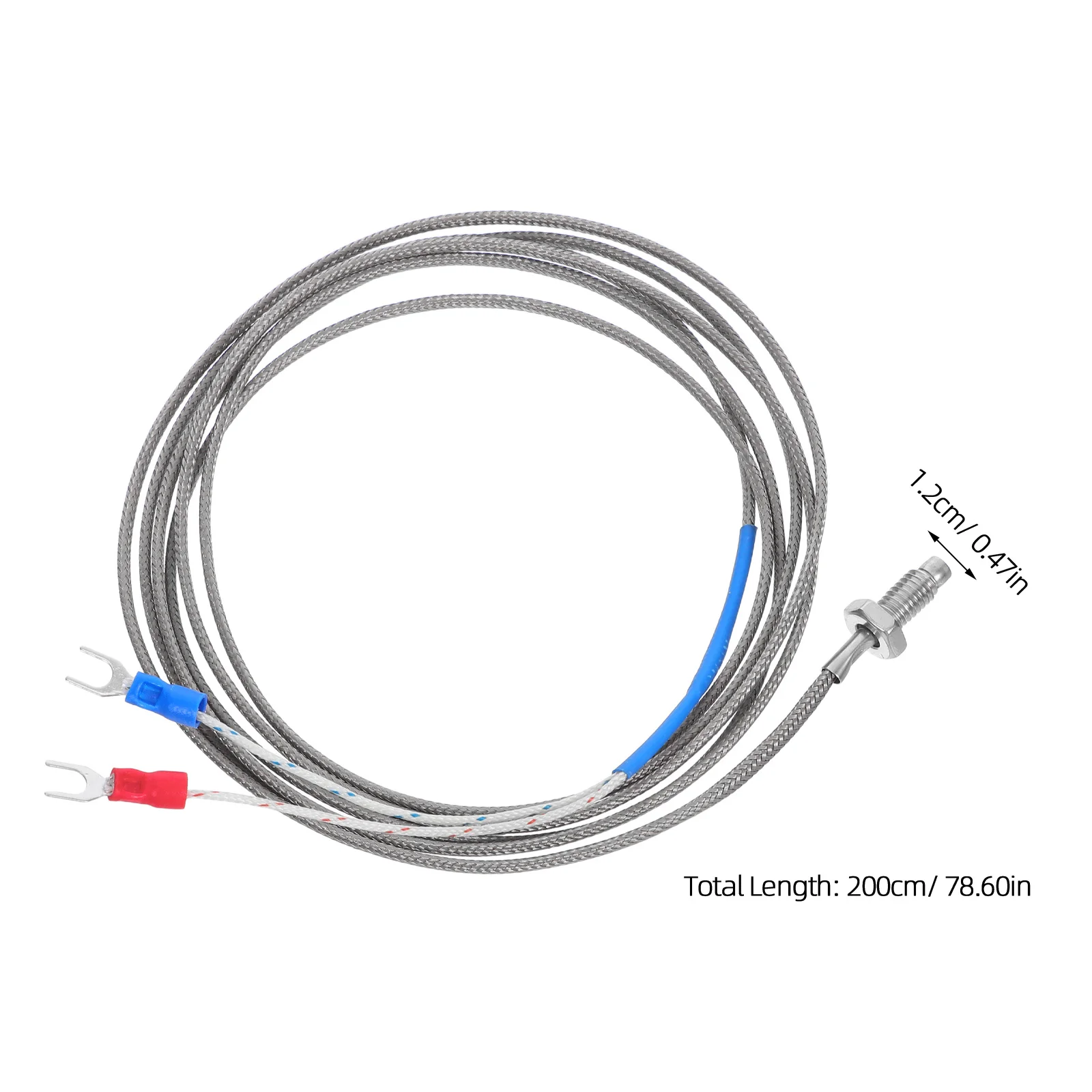 Sonda termocoppia tipo K da 2 pezzi, filettatura M6, cavo da 2 m, ad alta precisione per macchinari industriali e dispositivi da laboratorio, argento