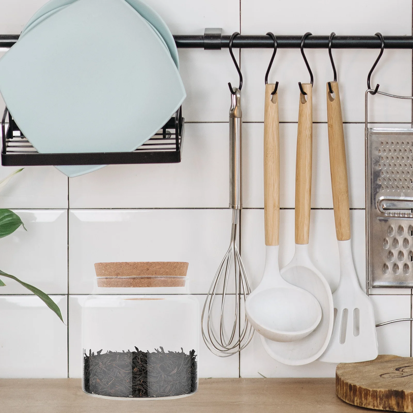 

Compact Kitchen Glass Jar Home Cereals Storage Tank Transparent Visual Seasoning Containers Glass Jar Storage Tank